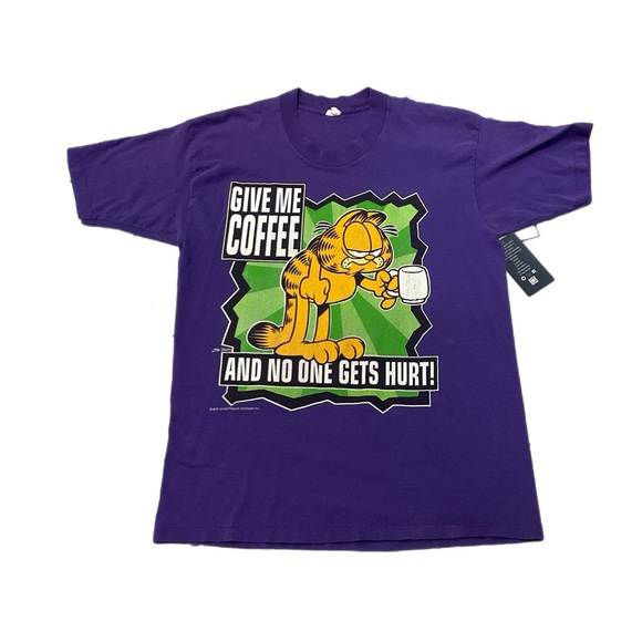 Vintage 1978 Garfield "Give Me Coffee" Purple T-Shirt - Picture 1 of 4